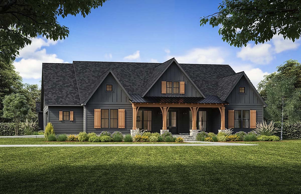 Country, Farmhouse, Ranch House Plan 41456 with 4 Beds, 3 Baths, 2 Car Garage Elevation