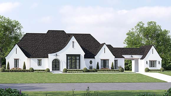 European, French Country, Traditional House Plan 41460 with 4 Beds, 5 Baths, 4 Car Garage Elevation