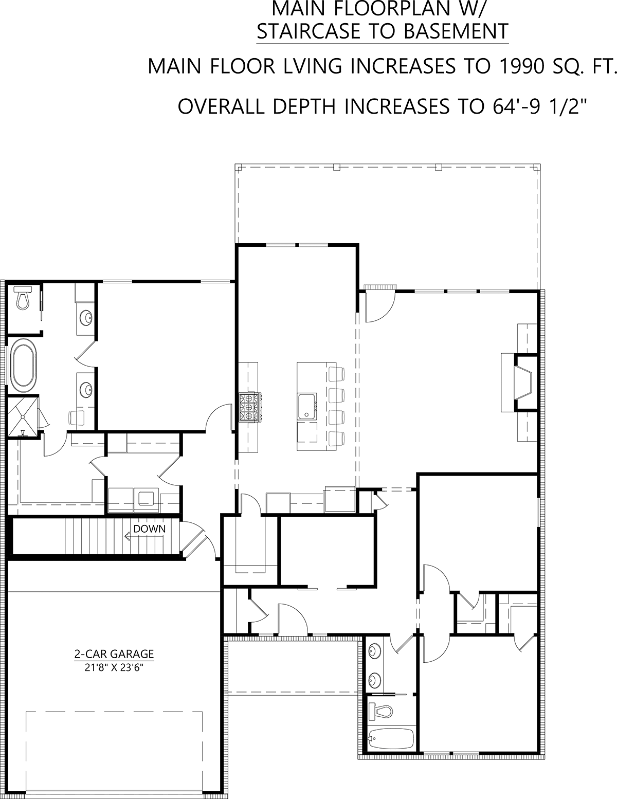 Craftsman, Farmhouse, Ranch House Plan 41462 with 3 Beds, 2 Baths, 2 Car Garage Alternate Level One
