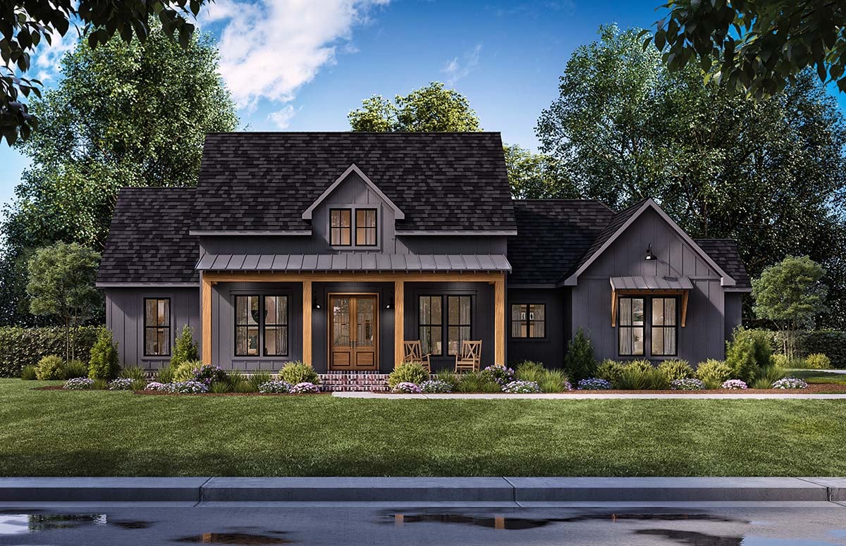 Craftsman, Farmhouse Plan with 2291 Sq. Ft., 4 Bedrooms, 3 Bathrooms, 2 Car Garage Picture 2