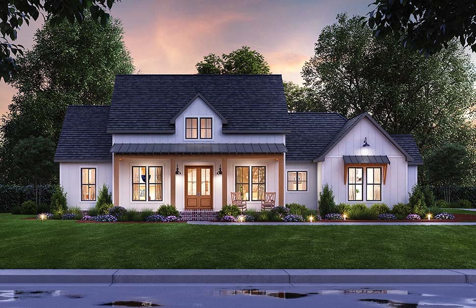 Craftsman, Farmhouse Plan with 2291 Sq. Ft., 4 Bedrooms, 3 Bathrooms, 2 Car Garage Picture 3