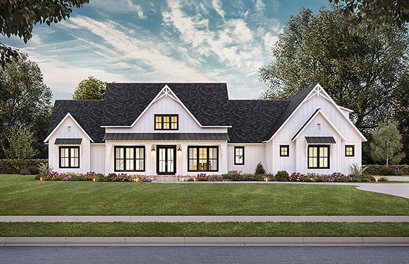 Farmhouse, One-Story, Ranch House Plan 41467 with 4 Beds, 5 Baths, 3 Car Garage Elevation