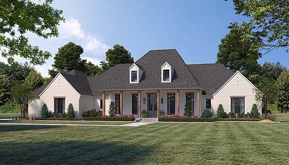 French Country, Southern House Plan 41470 with 4 Beds, 4 Baths, 3 Car Garage Elevation