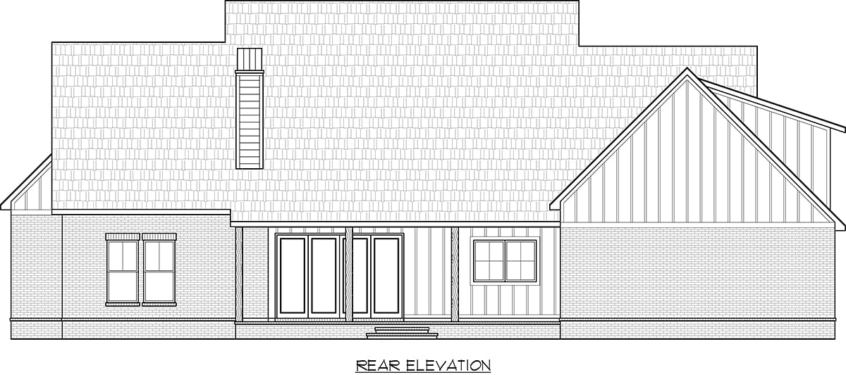 Country, Farmhouse House Plan 41471 with 4 Beds, 4 Baths, 3 Car Garage Rear Elevation