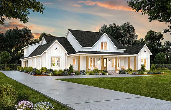 Country, Farmhouse House Plan 41472 with 3 Beds, 3 Baths, 2 Car Garage Elevation