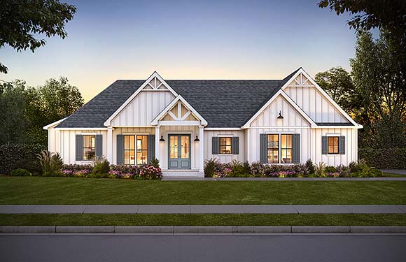 Farmhouse House Plan 41474 with 3 Beds, 3 Baths, 2 Car Garage Elevation