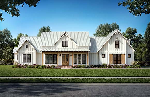 Country, Farmhouse House Plan 41476 with 4 Beds, 4 Baths, 3 Car Garage Elevation