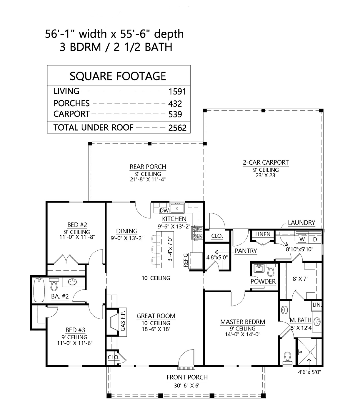Country, Farmhouse, Traditional House Plan 41477 with 3 Beds, 3 Baths, 2 Car Garage Level One