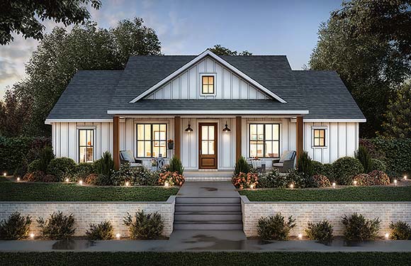 Country, Farmhouse, Traditional House Plan 41477 with 3 Beds, 3 Baths, 2 Car Garage Elevation