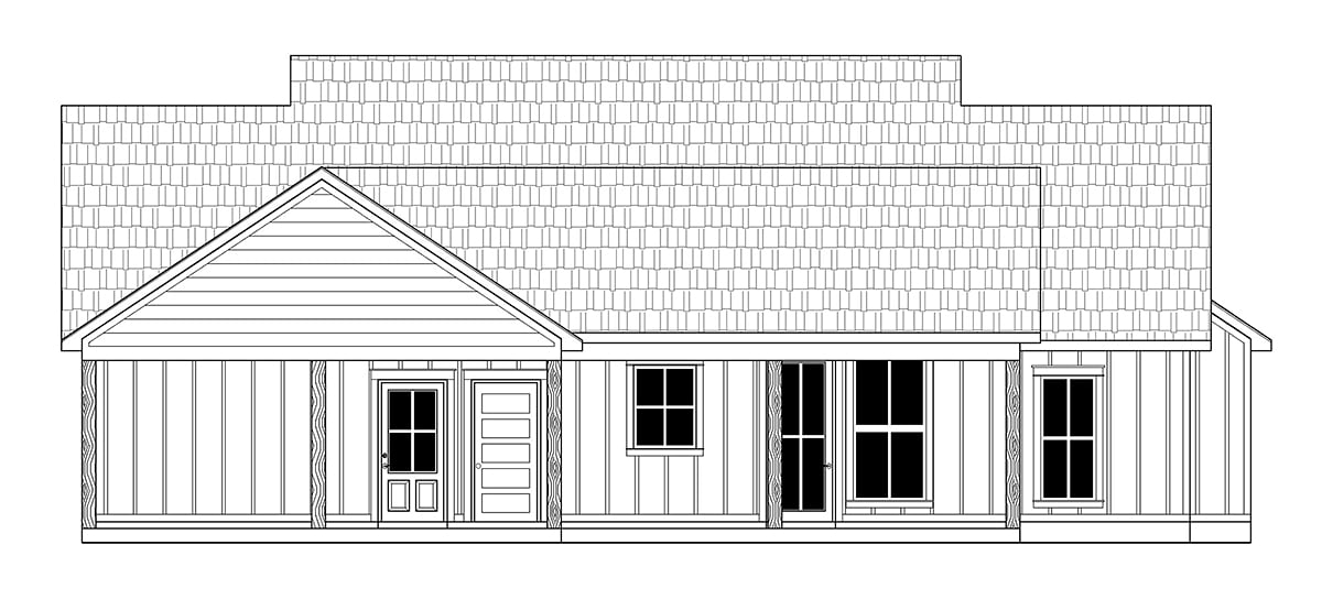 Country, Farmhouse, Traditional House Plan 41477 with 3 Beds, 3 Baths, 2 Car Garage Rear Elevation
