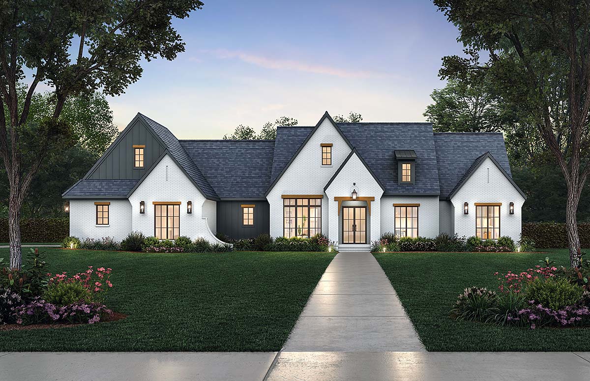 Farmhouse Plan with 2674 Sq. Ft., 4 Bedrooms, 3 Bathrooms, 3 Car Garage Elevation