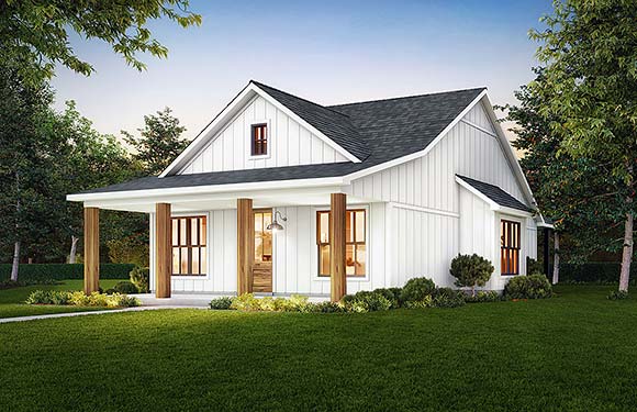 Cottage, Country, Farmhouse House Plan 41482 with 2 Beds, 2 Baths Elevation