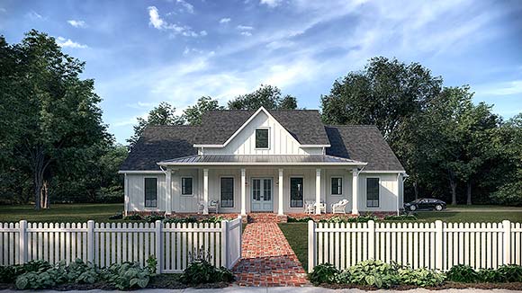 Country, Farmhouse House Plan 41483 with 3 Beds, 3 Baths, 2 Car Garage Elevation