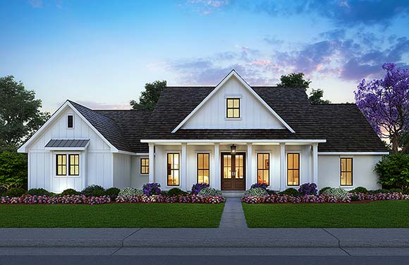 Country, Farmhouse, Southern House Plan 41484 with 4 Beds, 3 Baths, 2 Car Garage Elevation