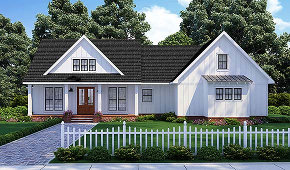 Country, Farmhouse, Traditional House Plan 41487 with 3 Beds, 3 Baths, 2 Car Garage Elevation