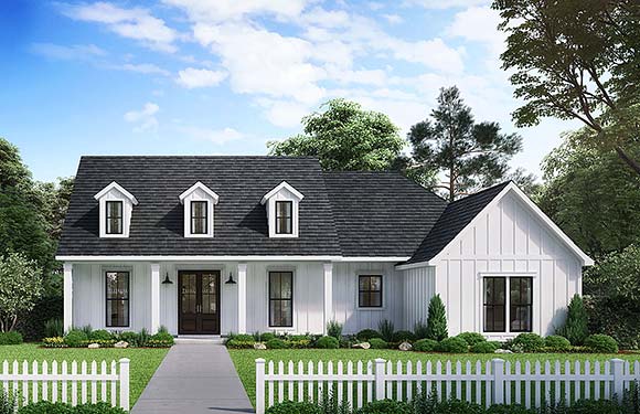 Country, Farmhouse, Southern House Plan 41488 with 3 Beds, 3 Baths, 2 Car Garage Elevation