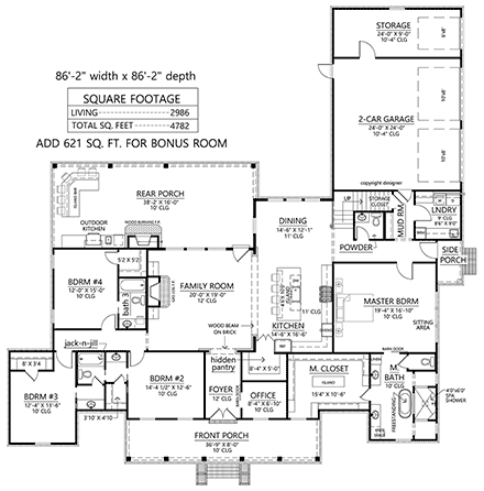 Craftsman, Farmhouse House Plan 41489 with 4 Beds, 3 Baths, 2 Car Garage First Level Plan