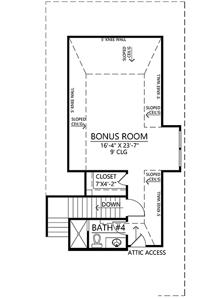 Craftsman, Farmhouse House Plan 41489 with 4 Beds, 3 Baths, 2 Car Garage Second Level Plan