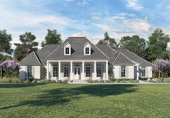 French Country, Southern House Plan 41491 with 4 Beds, 4 Baths, 2 Car Garage Elevation