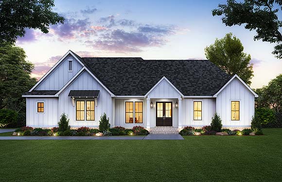Country, Farmhouse, New American 2 Car Garage Plan 41492 with 4 Beds, 2 Baths Elevation