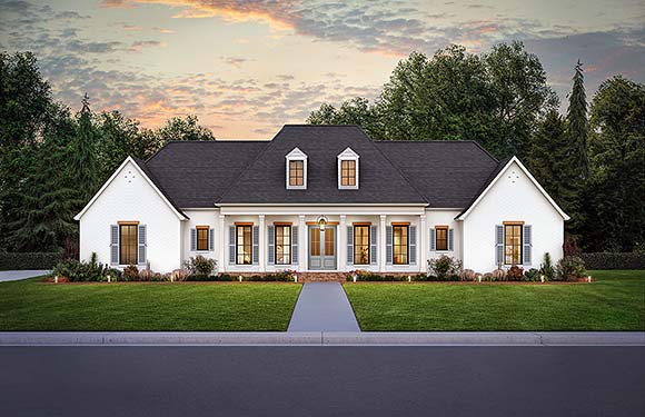 French Country House Plan 41493 with 4 Beds, 3 Baths, 2 Car Garage Elevation