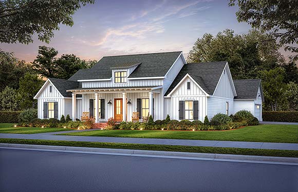 Country, Farmhouse, New American House Plan 41497 with 3 Beds, 3 Baths, 2 Car Garage Elevation