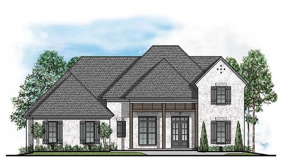 Colonial, European, Southern House Plan 41504 with 4 Beds, 4 Baths, 3 Car Garage Elevation