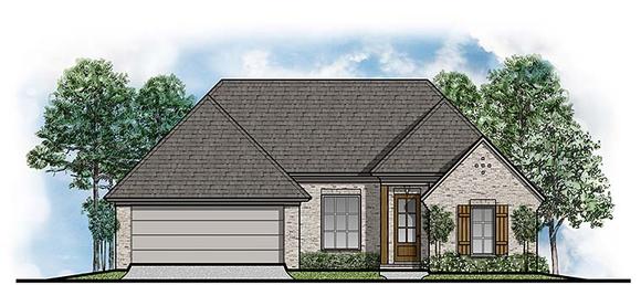 European, Traditional House Plan 41509 with 3 Beds, 2 Baths, 2 Car Garage Elevation