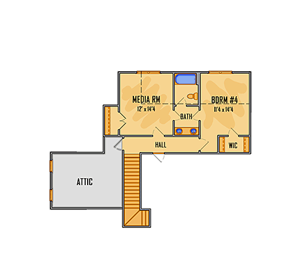 Contemporary, European, Southern House Plan 41521 with 4 Beds, 5 Baths, 3 Car Garage Second Level Plan