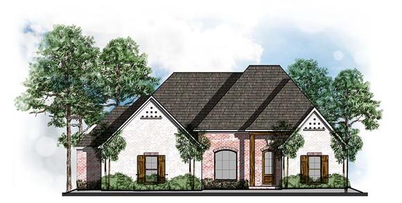 Country, European, Southern House Plan 41551 with 4 Beds, 3 Baths, 3 Car Garage Elevation