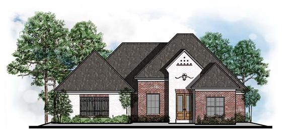 European, Southern, Traditional House Plan 41552 with 4 Beds, 3 Baths, 2 Car Garage Elevation