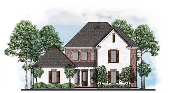 Colonial, Country, European, Southern House Plan 41562 with 4 Beds, 4 Baths, 3 Car Garage Elevation