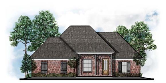 European, Southern, Traditional House Plan 41567 with 3 Beds, 2 Baths, 2 Car Garage Elevation