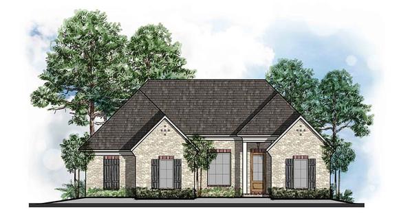 Colonial, Country, European, Southern, Traditional House Plan 41568 with 3 Beds, 2 Baths, 2 Car Garage Elevation