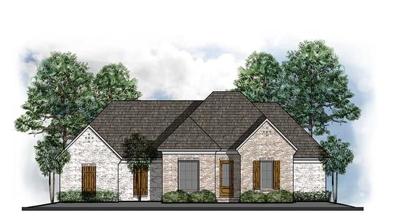 European, Southern, Traditional House Plan 41573 with 3 Beds, 2 Baths, 2 Car Garage Elevation