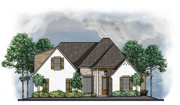 Cottage, European, Southern House Plan 41578 with 4 Beds, 3 Baths, 2 Car Garage Elevation