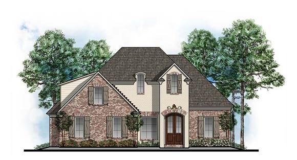 European, Southern, Traditional House Plan 41594 with 4 Beds, 3 Baths, 2 Car Garage Elevation