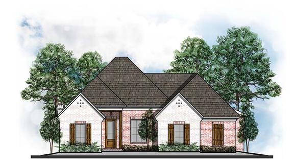 European, Southern, Traditional House Plan 41620 with 4 Beds, 3 Baths, 2 Car Garage Elevation