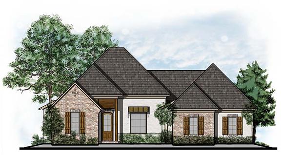 European, Southern, Traditional House Plan 41628 with 3 Beds, 2 Baths, 2 Car Garage Elevation