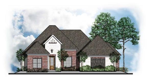 European, Southern, Traditional House Plan 41629 with 4 Beds, 3 Baths, 2 Car Garage Elevation