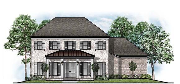 Colonial, Southern, Traditional House Plan 41655 with 5 Beds, 4 Baths, 3 Car Garage Elevation