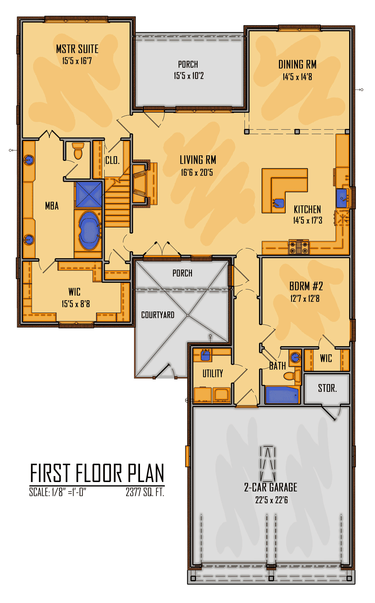 European, Southern, Southwest, Traditional House Plan 41678 with 3 Beds, 3 Baths, 2 Car Garage Level One