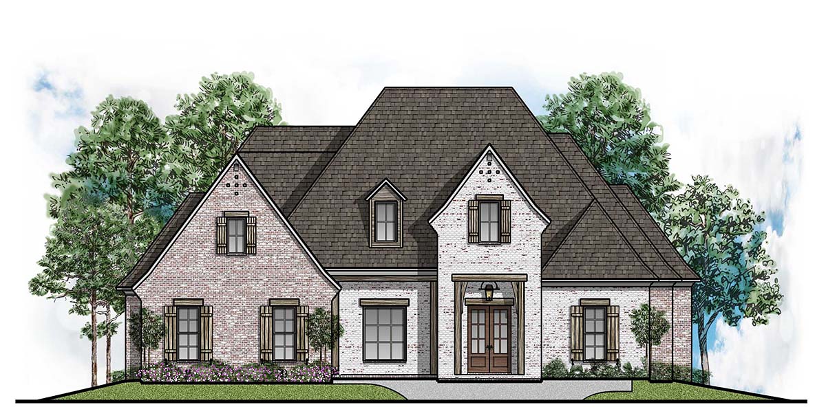 European, Southern, Traditional Plan with 3804 Sq. Ft., 4 Bedrooms, 4 Bathrooms, 3 Car Garage Picture 2