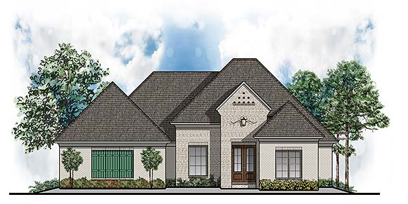 Country, European, Southern, Traditional House Plan 41692 with 4 Beds, 3 Baths, 2 Car Garage Elevation