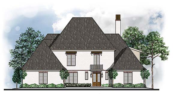 Contemporary, European, Southern, Traditional House Plan 41694 with 4 Beds, 5 Baths, 3 Car Garage Elevation