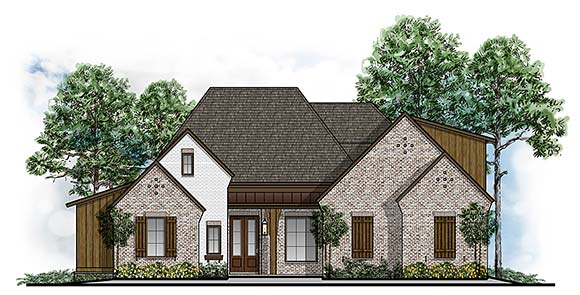 Country, European, Southern, Southwest House Plan 41696 with 4 Beds, 3 Baths, 3 Car Garage Elevation