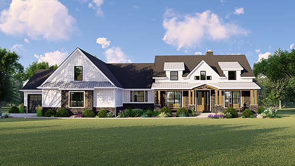 Country, Farmhouse, Ranch House Plan 41800 with 3 Beds, 4 Baths, 3 Car Garage Elevation