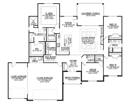 House Plan 41801 - Traditional Style with 2337 Sq Ft, 3 Bed, 2 Ba