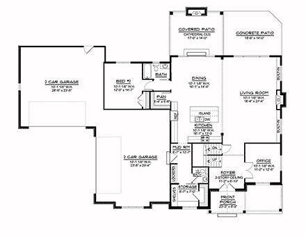 Country, Farmhouse House Plan 41803 with 5 Beds, 4 Baths, 4 Car Garage First Level Plan