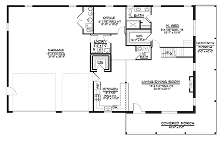 Barndominium, Country, Craftsman, Farmhouse House Plan 41805 with 3 Beds, 3 Baths, 3 Car Garage First Level Plan